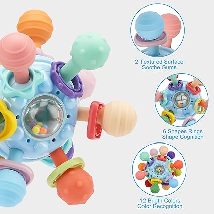 Baby Montessori Sensory Toys for 6-12 Months, Baby Teether Teething Toys for Babies