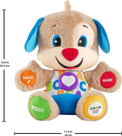 Fisher-Price Baby & Toddler Toy Laugh & Learn Smart Stages Puppy Musical Plush with Lights & Phrases for Infants