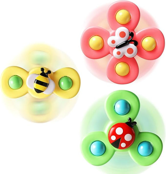 3PCS Suction Cup Spinner Toys for 1 Year Old Boy Girl Spinning Top