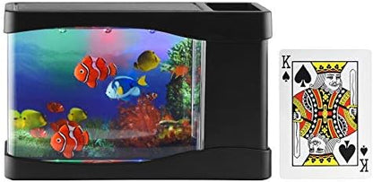 Playlearn Mini Aquarium Artificial Fish Tank with Moving Fish – USB/Battery Powered – Fake Aquarium Toy Fish Tank with 3 Fake Fish